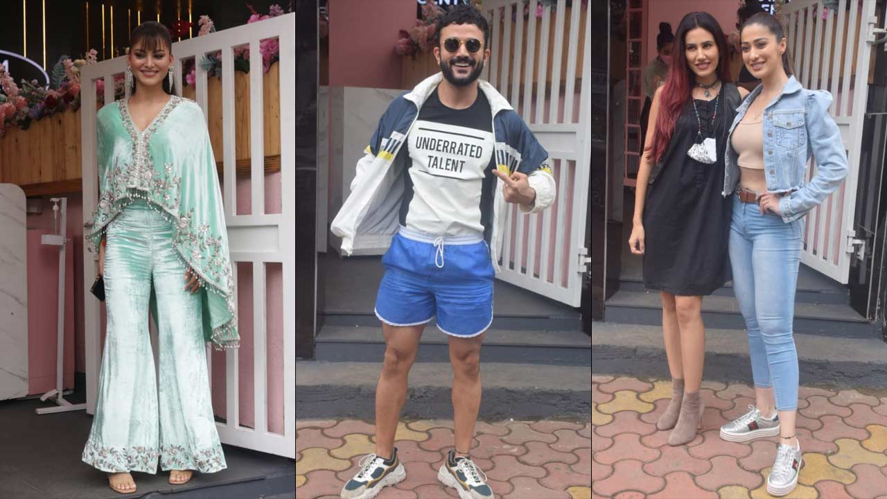 Bollywood celebrities Urvashi Rautela, Sonalli Seygall and Sahil Saltania were clicked at a new restaurant in Juhu, Mumbai.