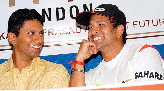 Venkatesh Prasad's coaching stint was not restricted to just Team India. He was also the head coach of the Royal Challengers Bangalore during the inaugural season in 2008. In pic: With Sachin Tendulkar