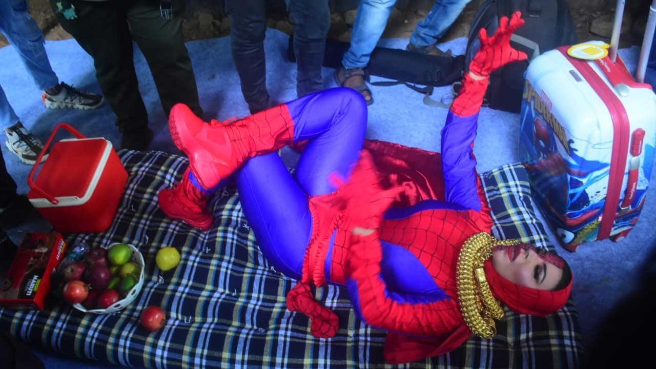 Bigg Boss OTT: Rakhi Sawant protests outside the BB house in a Spiderman costume