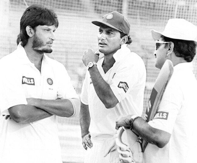 Post his playing days, Sandeep Patil coached the Indian national team as well as the 'A' side. (In pic with Mohammad Azharuddin and Ajit Wadekar)