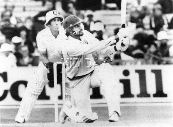 Sandeep Patil in action at Old Trafford, Manchester in 1982 (Picture/ Midday archives)