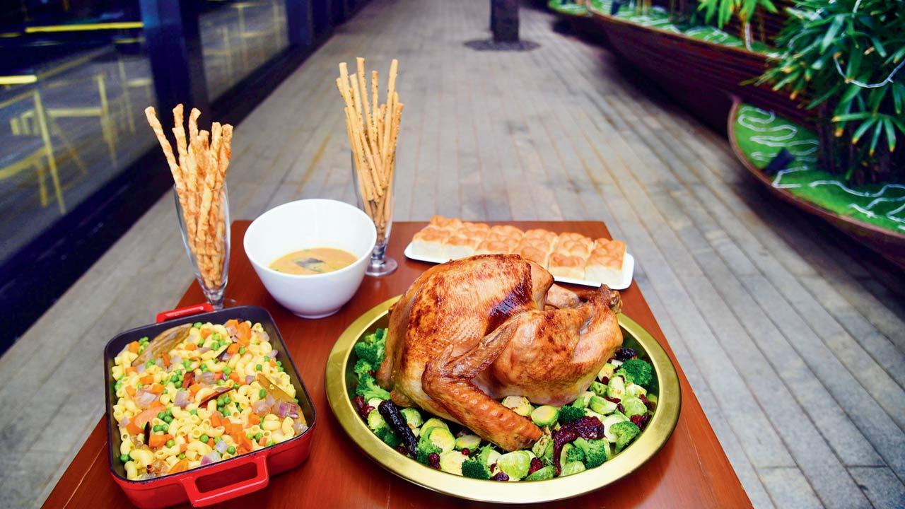 The Roast Turkey and Macaroni Stew  by chef Rohan D’Souza at Juhu’s Estella. Pic/Shadab Khan