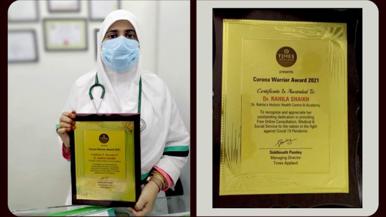 Dr. Rahila Shaikh Honoured With COVID-19 Warrior Award 2021 By Times Applaud