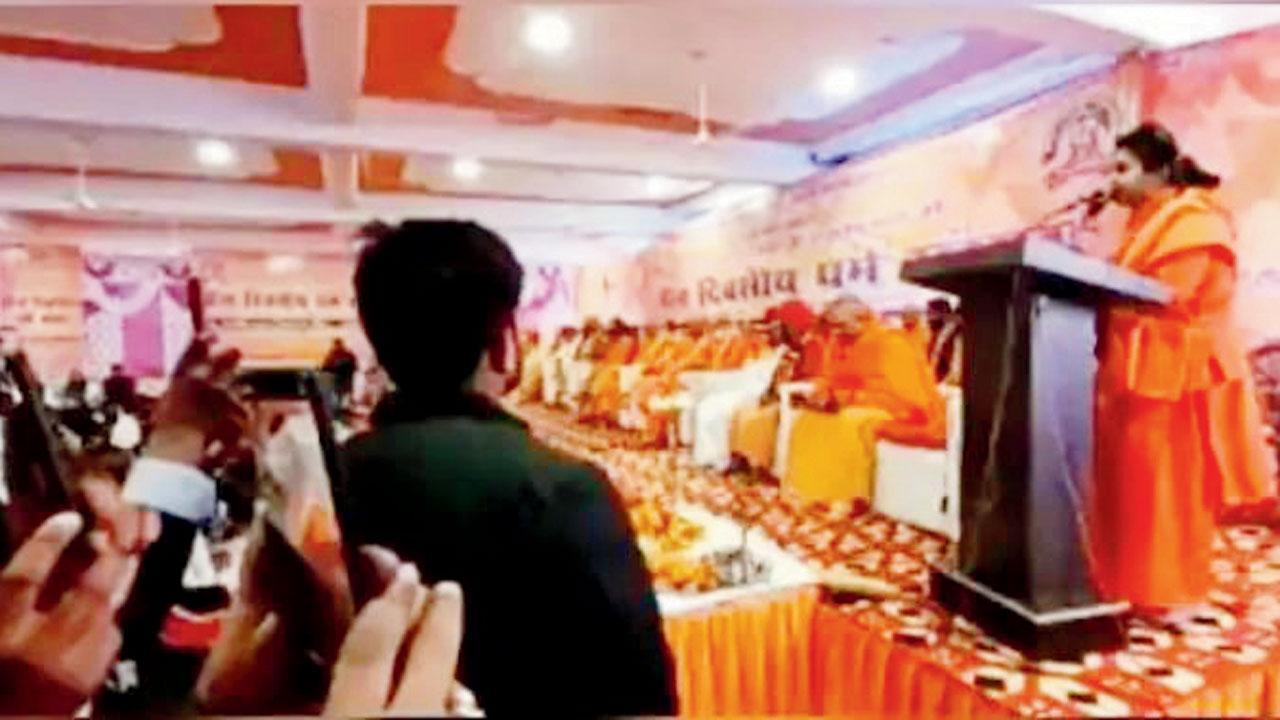 A still from a video of the three-day event in Haridwar, Uttarakhand