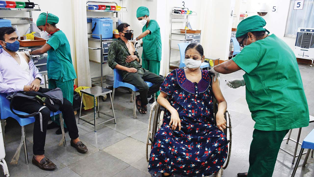 Beneficiaries get jabs at BYL Nair Hospital. Dr Heever has stressed on the need to introduce booster doses for all. File pic
