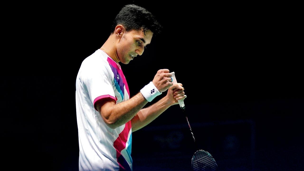 India’s Lakshya Sen celebrates his win over China’s Zhao Jun Peng in their quarter-final encounter yesterday. Pic/AP; PTI