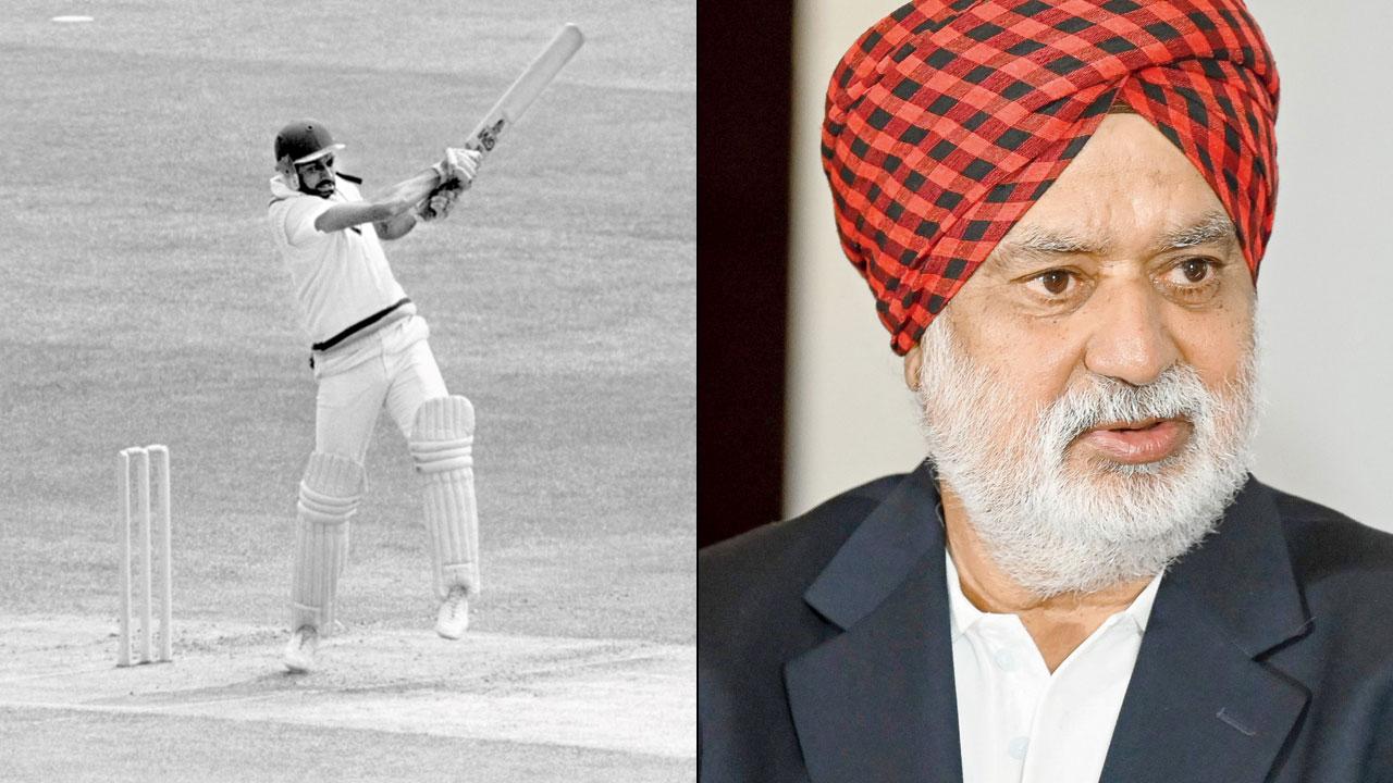 Mohinder Amarnath hits out during the India v West Indies World Cup final at Lord’s on June 25, 1983; (right) Balvinder Singh Sandhu. Pics/Getty Images, AFP