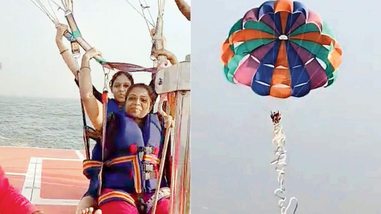 Alibaug: Parasailors have frightful fall, as rope snaps mid-sea