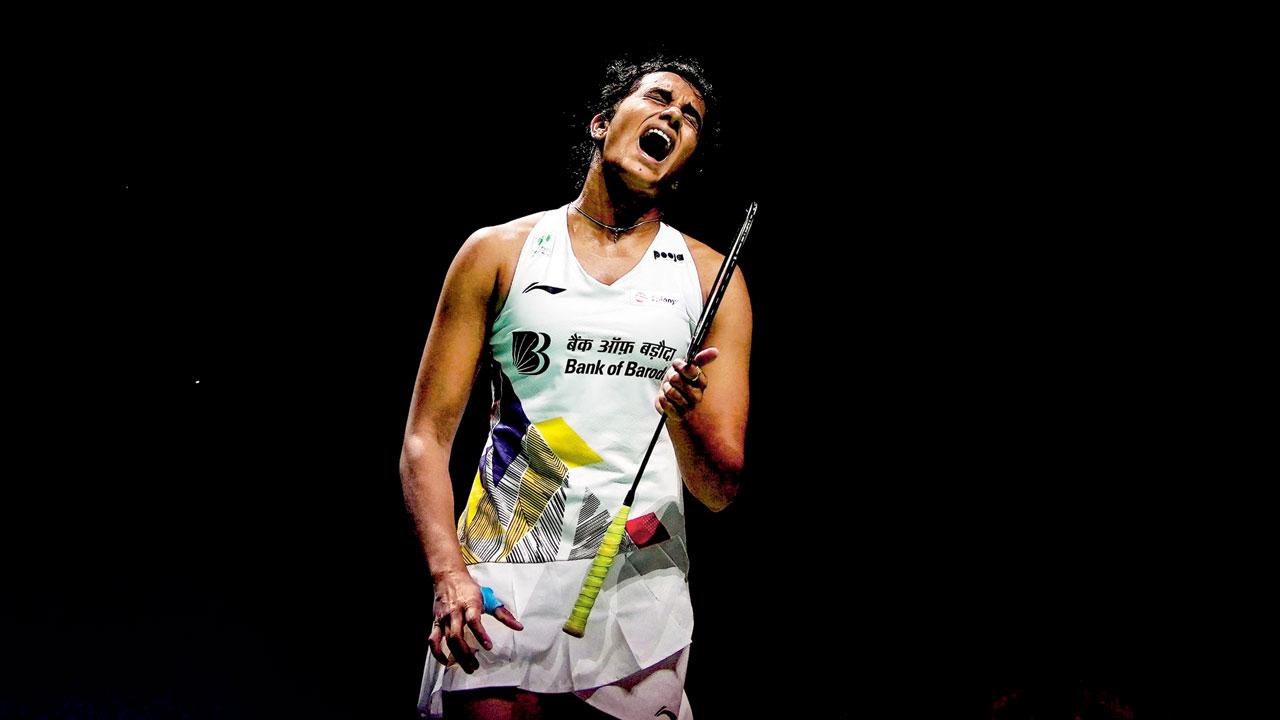 PV Sindhu during her loss to Tai Tzu yesterday. Pic/AP; PTI