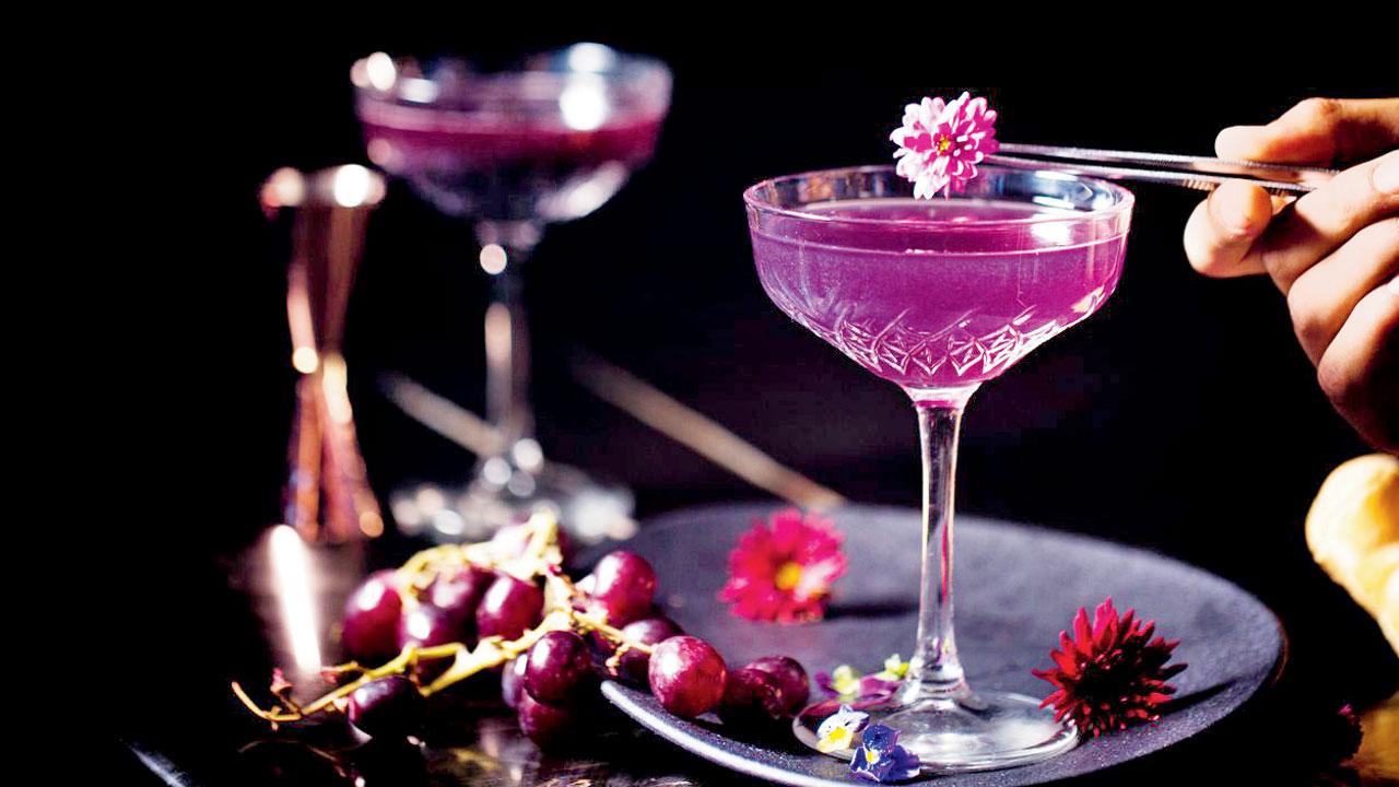 Vodka and fresh blue berries
