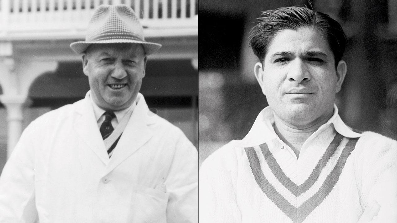 Umpire Frank Lee. Pics/Getty Images (right) India all-rounder Vinoo Mankad