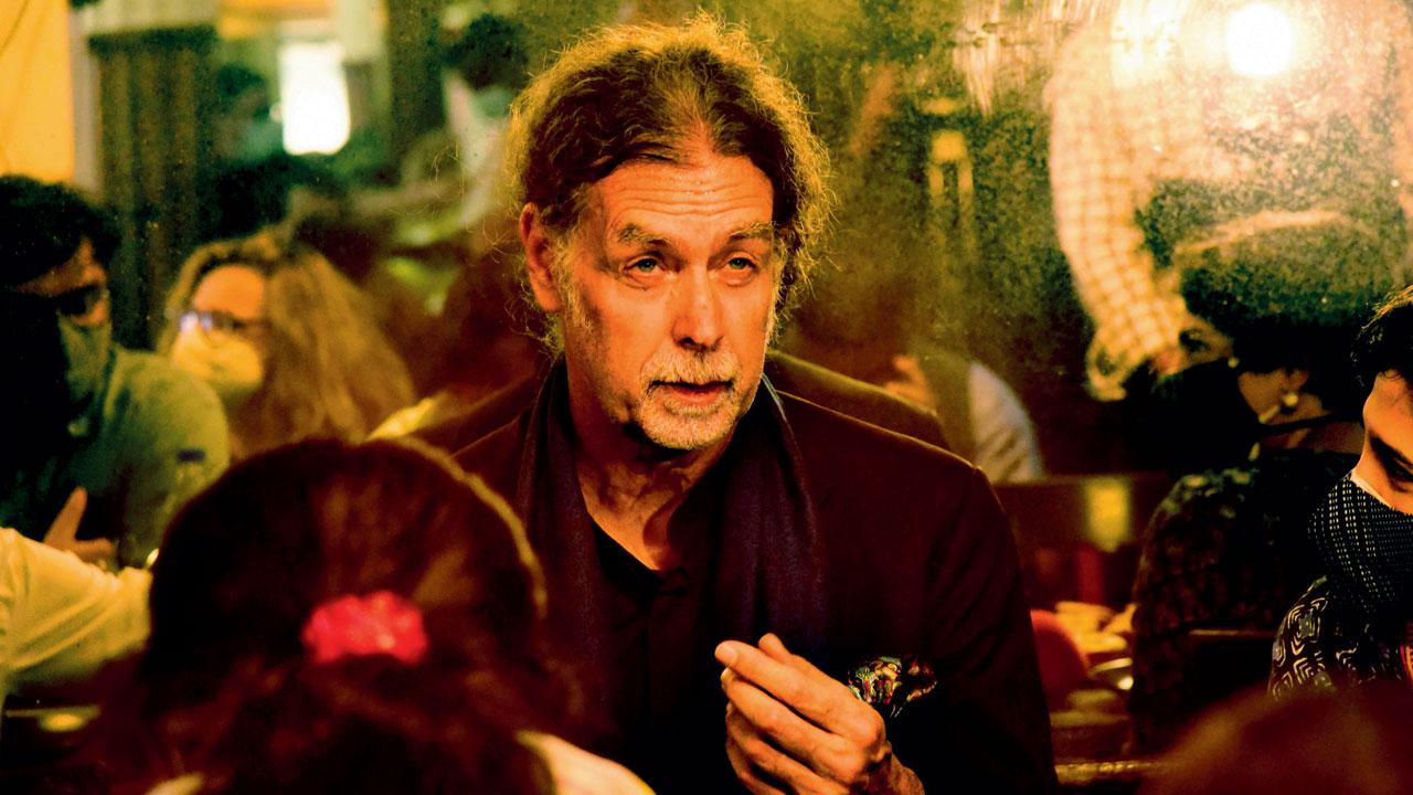 German Ambassador Walter Lindner interacts with the media, at Leopold Cafe in Colaba, on Thursday. Pic/Suresh Karkera