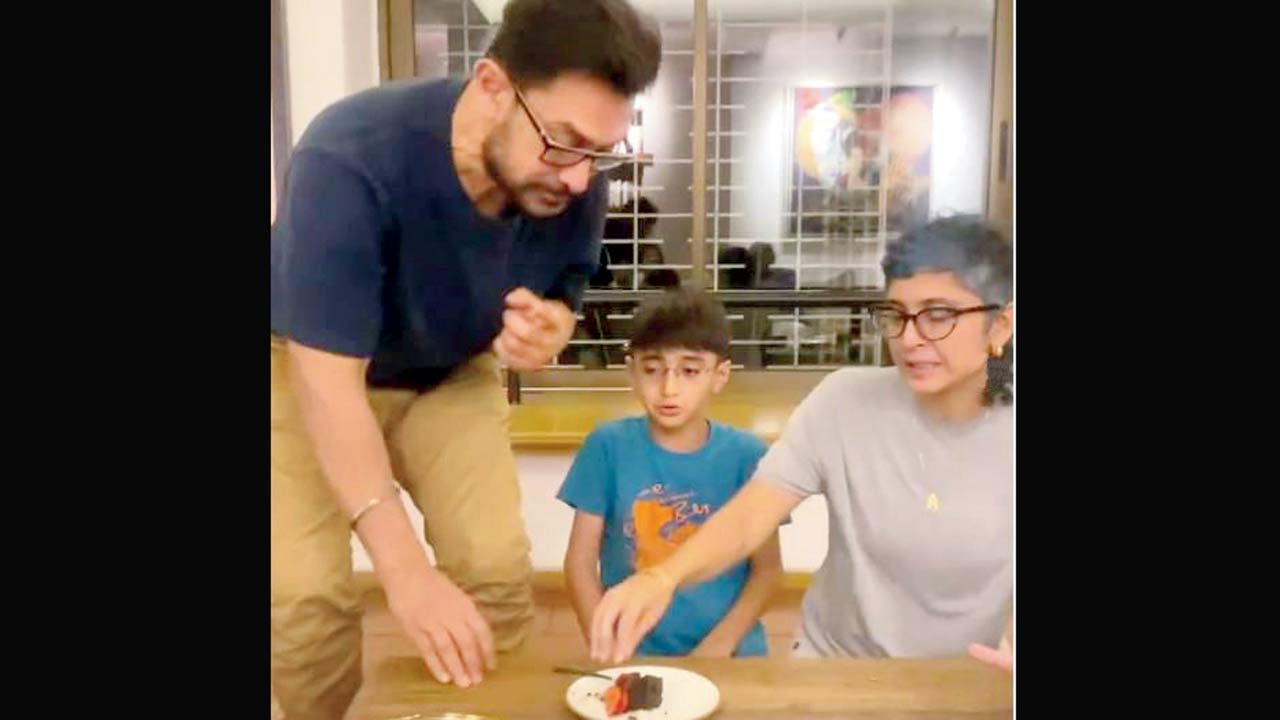 Aamir Khan with Kiran Rao and son Azad