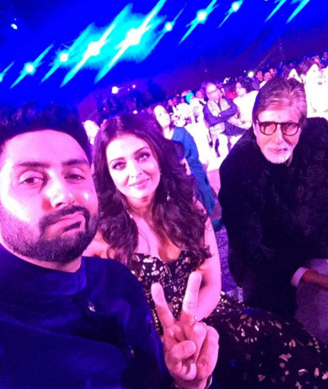 Aishwarya Rai Bachchan and Abhishek Bachchan with daughter Aaradhya post-Holi celebrations at their residence.