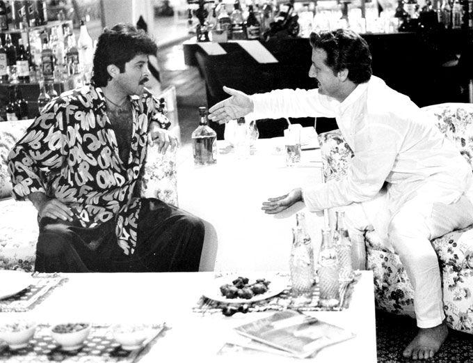 Anil Kapoor had once said in an interview, 'My life and career wouldn't be the same without Anupam Kher's friendship and constant support!'
In picture: Anil Kapoor and Anupam Kher, who were frequent co-stars in the 90s. The two have worked in films like Hum Aapke Dil Mein Rehte Hain, Hamara Dil Aapke Paas Hai, 1942: A Love Story, Laadla, Deewana Mastana, Parinda and Ram Lakhan.