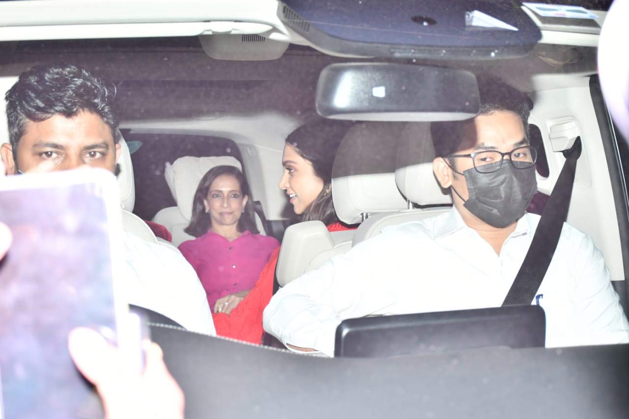 The entire family was all decked up for the family celebration, and they were seen donning festive colours for the occasion. Deepika sported a red oversized top, paired with distress denim.