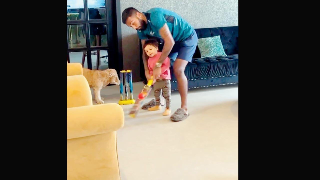 Watch Video: 'Boxing Day’ mode for Hardik Pandya and son Agastya at Pandya household