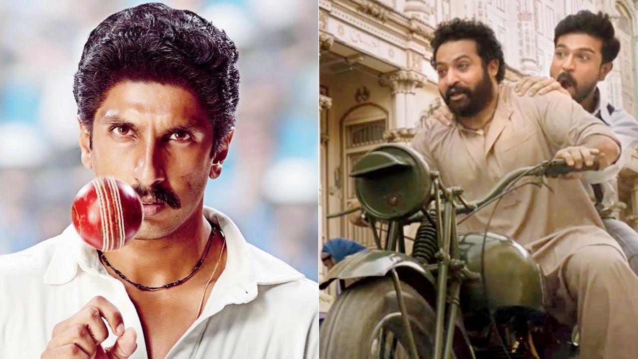 Ranveer Singh in 83; (right) A still from RRR