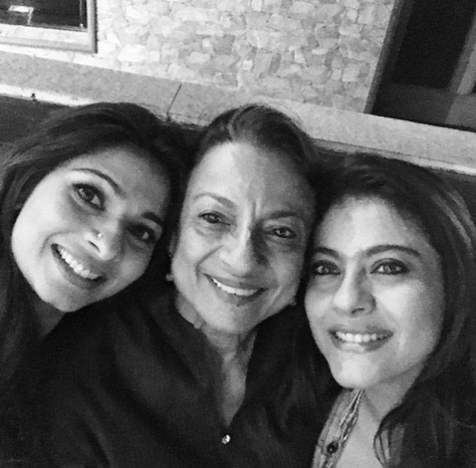 Terrific trio! Kajol with mother Tanuja and sister Tanishaa. Recently, the veteran actress underwent surgery as she was undergoing treatment for abdominal pain at Lilavati Hospital in Bandra, Mumbai. Tanuja was diagnosed with diverticulitis