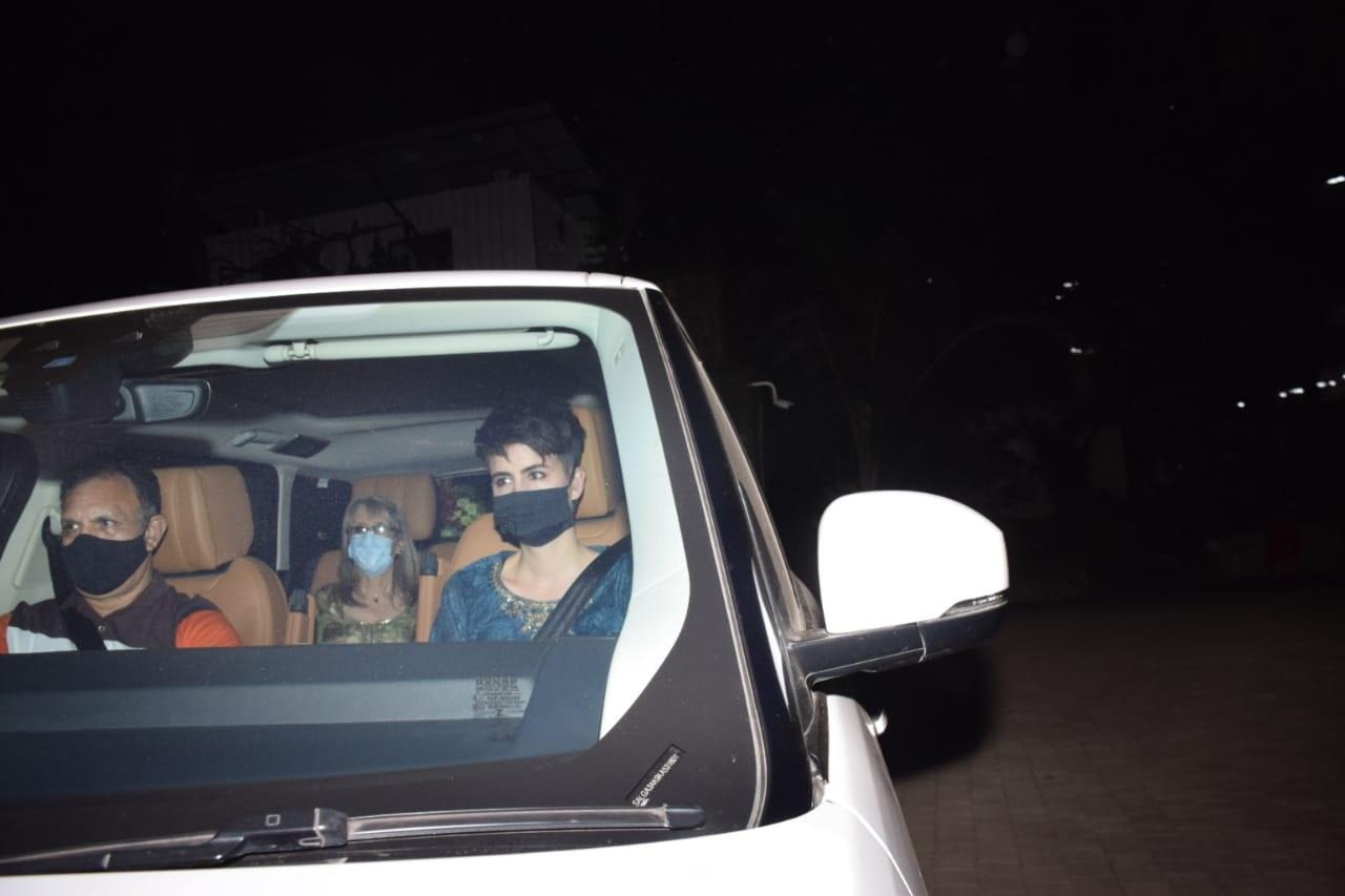 Katrina's family was spotted accompanying her to Vicky Kaushal's Andheri residence.
