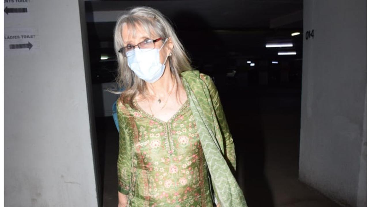 Katrina's mother Suzanne Turquotte at Vicky Kaushal's residence in Andheri. She was spotted in a green salwar kameez.