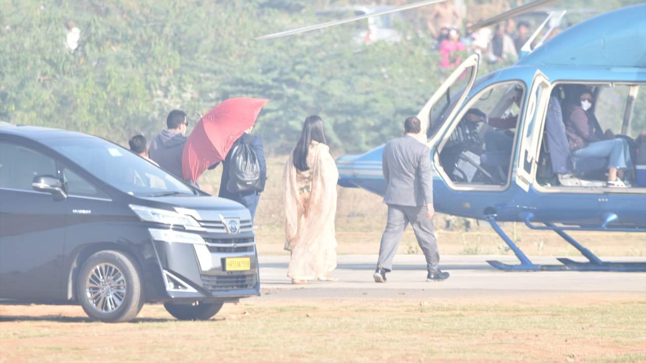 Vicky Kaushal and Katrina Kaif tied the knot yesterday. Today, they were snapped leaving for Jaipur airport in a helicopter. Click here to see full gallery