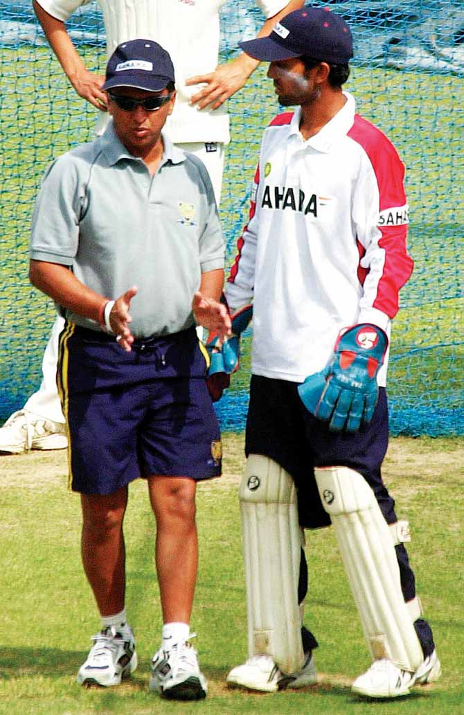 He was the Chairman of the Selection Committee of the BCCI before being replaced by former-India captain Dilip Vengsarkar in 2006.
In pic: Kiran More and Dinesh Karthik during the net practice at PCA ground, Mohali