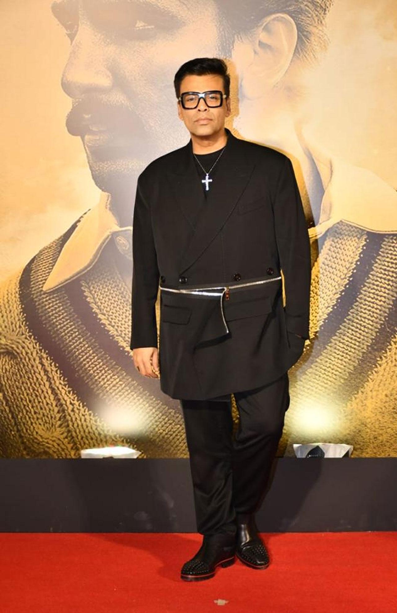 Karan Johar surely knows how to make a statement in black and he does at the screening. He’s directing Ranveer Singh in two films- Rocky Aur Rani Ki Prem Kahani and Takht.