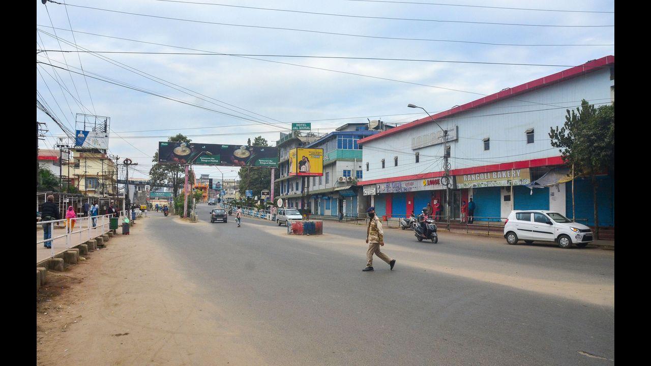 A deserted area during a 12-hour Nagaland bandh called by some state organisations over the death of 15 people, who were allegedly killed by armed forces. Pic/PTI