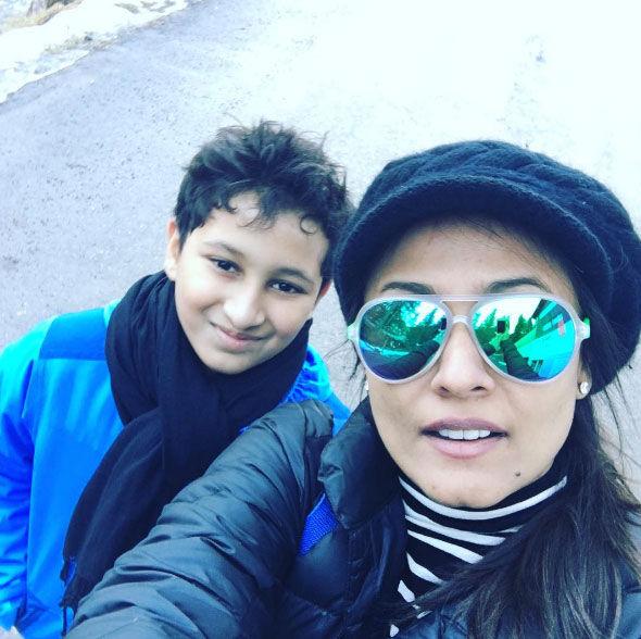 Namrata Shirodkar is the younger sister of Bollywood actress Shilpa Shirodkar. In picture: Namrata Shirodkar with her son Gautham during a family vacation.