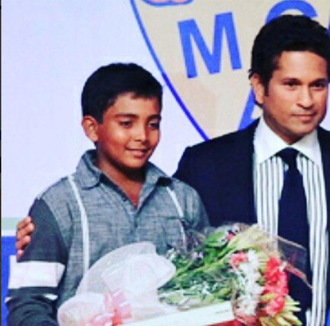 Prithvi Shaw shared this picture with his role model Sachin Tendulkar, he captioned 'I still remember those moments those days and talks with sir,which gives me confidence.,