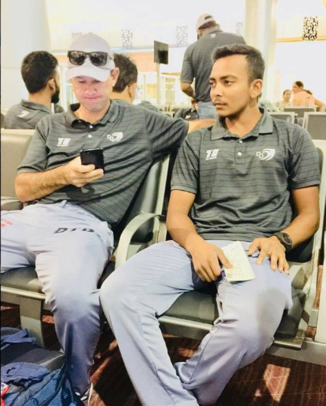 In good company! Prithvi Shaw with Australian batting legend Ricky Ponting, Shaw captioned, 'Cool as cucumber!! when I get to learn from the best in the business #BOSS#delhidaredevils#RICKYPONTING SIR #master of the pullshot# Respect.,