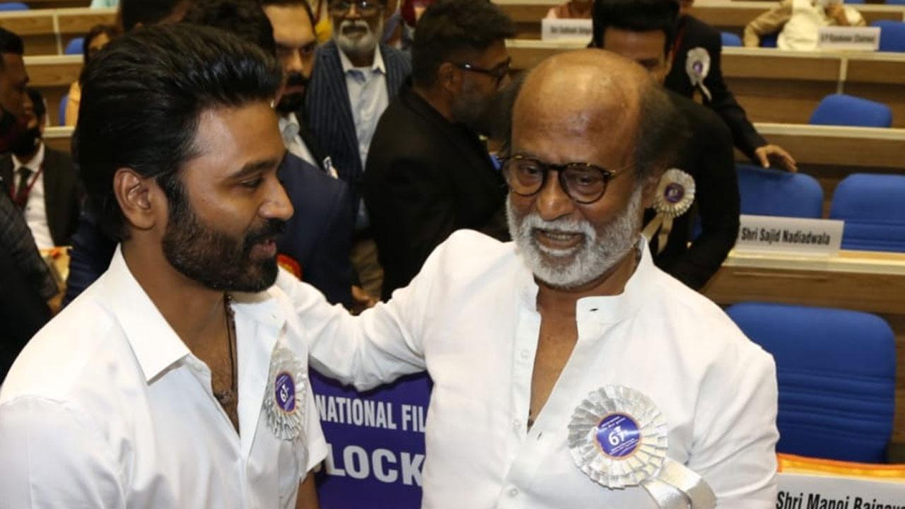 Tamil star Dhanush was conferred with the Best Actor Award for his performance in Asuran. The award was shared by Manoj Bajpayee for his acting in Bhonsle. Aishwaryaa, Dhanush’s wife, was indeed proud. She shared a picture of him along with Superstar Rajinikanth on her Instagram account and also shared a moment with all three in the same frame. Superstar Rajinikanth was conferred with Dadasaheb Phalke Award, India's highest film honour, by Vice President Venkaiah Naidu in the capital at the 67th National Film Awards on October 25. Aishwaryaa wrote- “They are mine … and this is history. #prouddaughter. #proudwife.