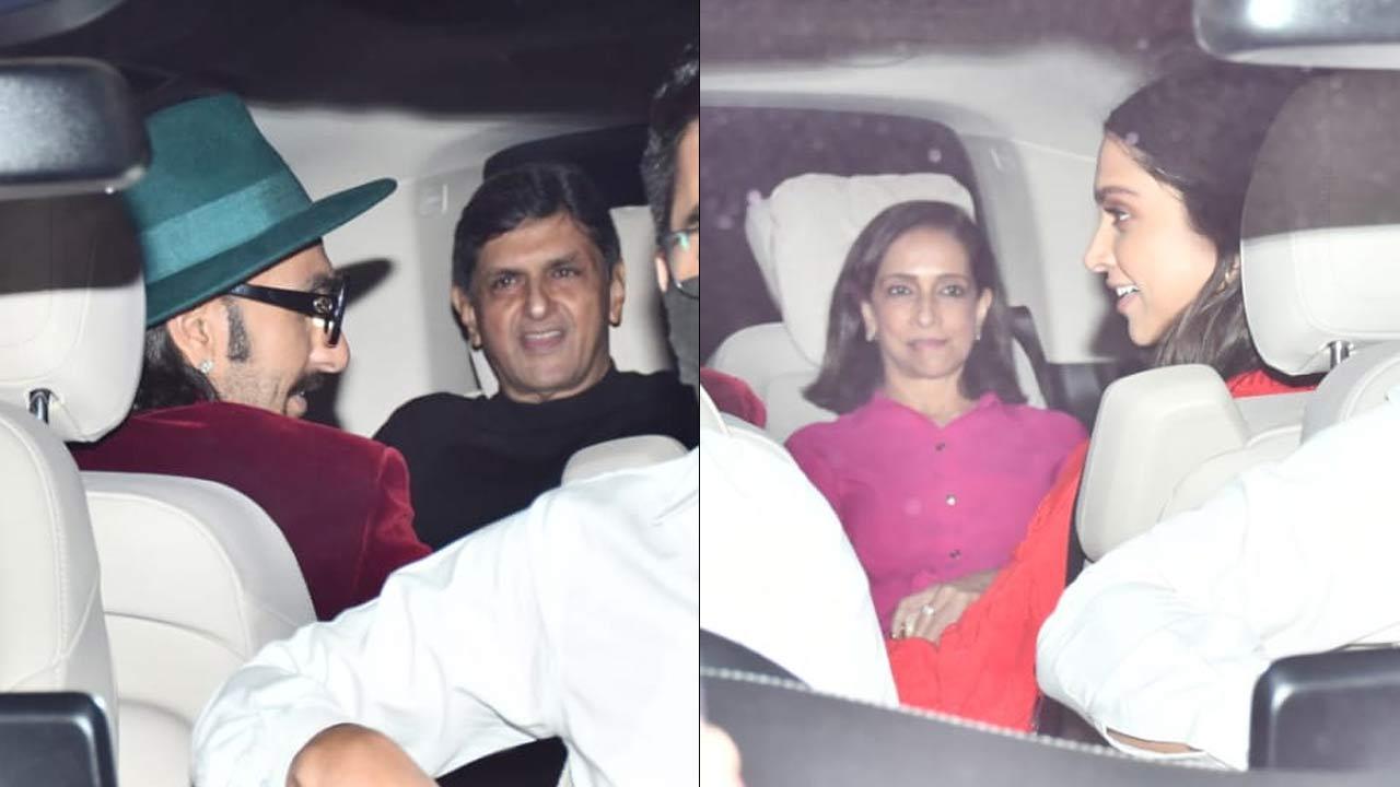 Deepika Padukone and Ranveer Singh with Ujjala Padukone and Prakash Padukone