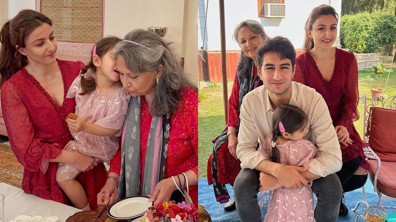 Soha Ali Khan celebrates Sharmila Tagore's 77th birthday with Inaaya Naumi Kemmu and Ibrahim Ali Khan