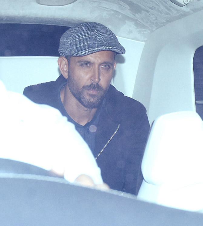 Hrithik Roshan was clicked leaving ex father-in-law Sanjay Khan's residence in Mumbai. Hrithik was married to the veteran actor's daughter, Sussanne Khan.