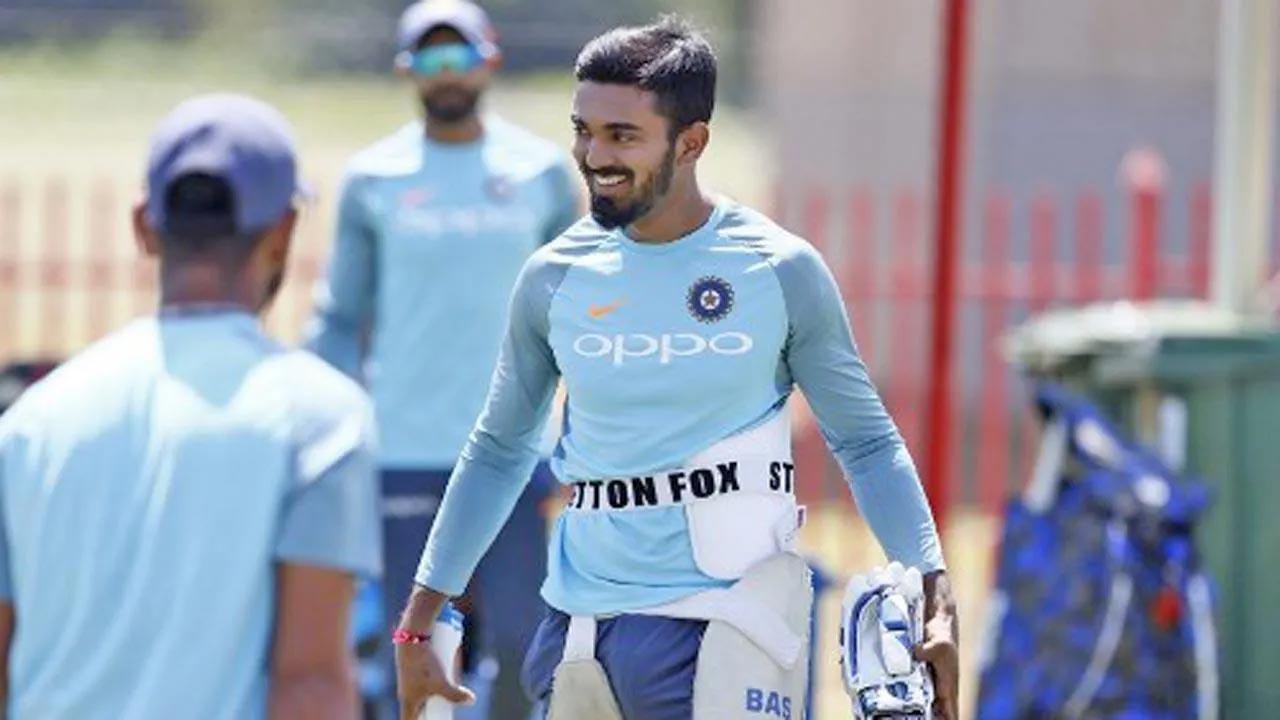 KL Rahul during a training session. Pic/AFP