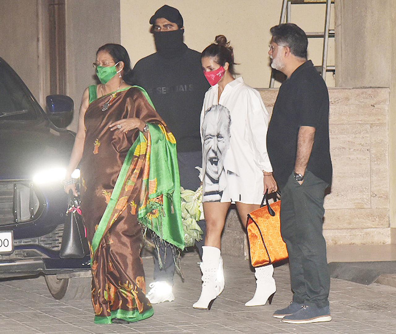 Malaika Arora came in with her parents Joyce Polycarp and Anil Arora for the birthday party. Her son Arhaan Khan dropped in to wish his aunt.