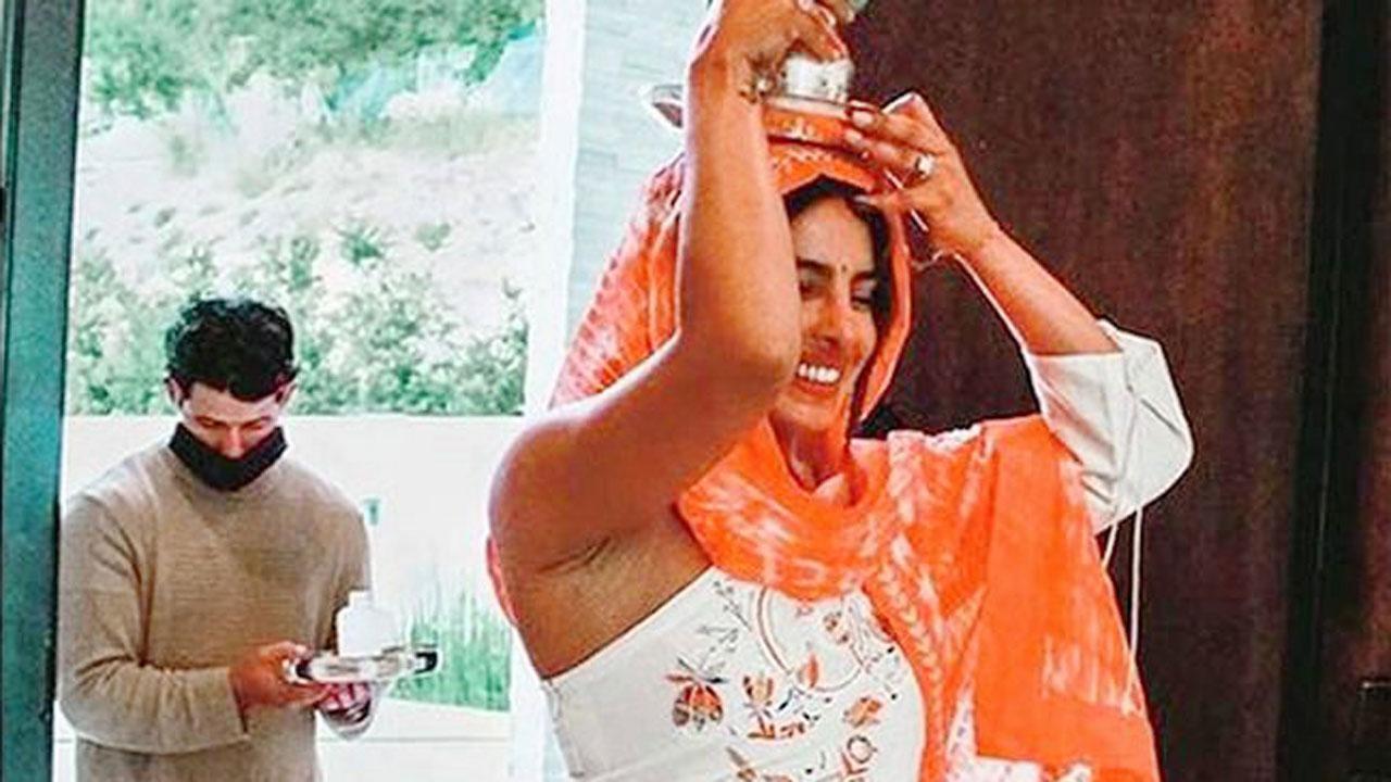 Desi girl Priyanka Chopra Jonas performs a housewarming ceremony with traditional rituals