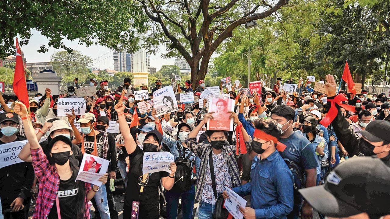 Police use force as agitators in Myanmar break rules