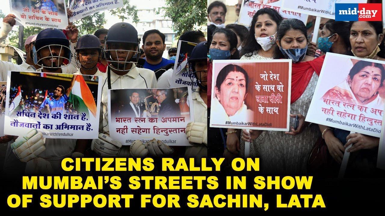 Rallies in support of Sachin Tendulkar, Lata Mangeshkar held on Mumbai streets
