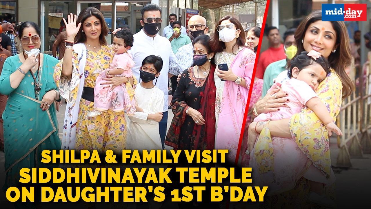 Shilpa Shetty, Raj Kundra visit Siddhivinayak Temple on daughter's 1st birthday