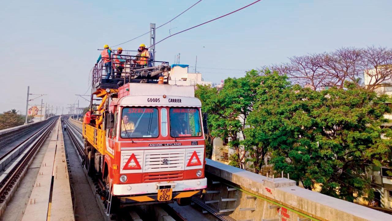 Mumbai: Fixing of overhead wires brings the Metro 2A closer to completion