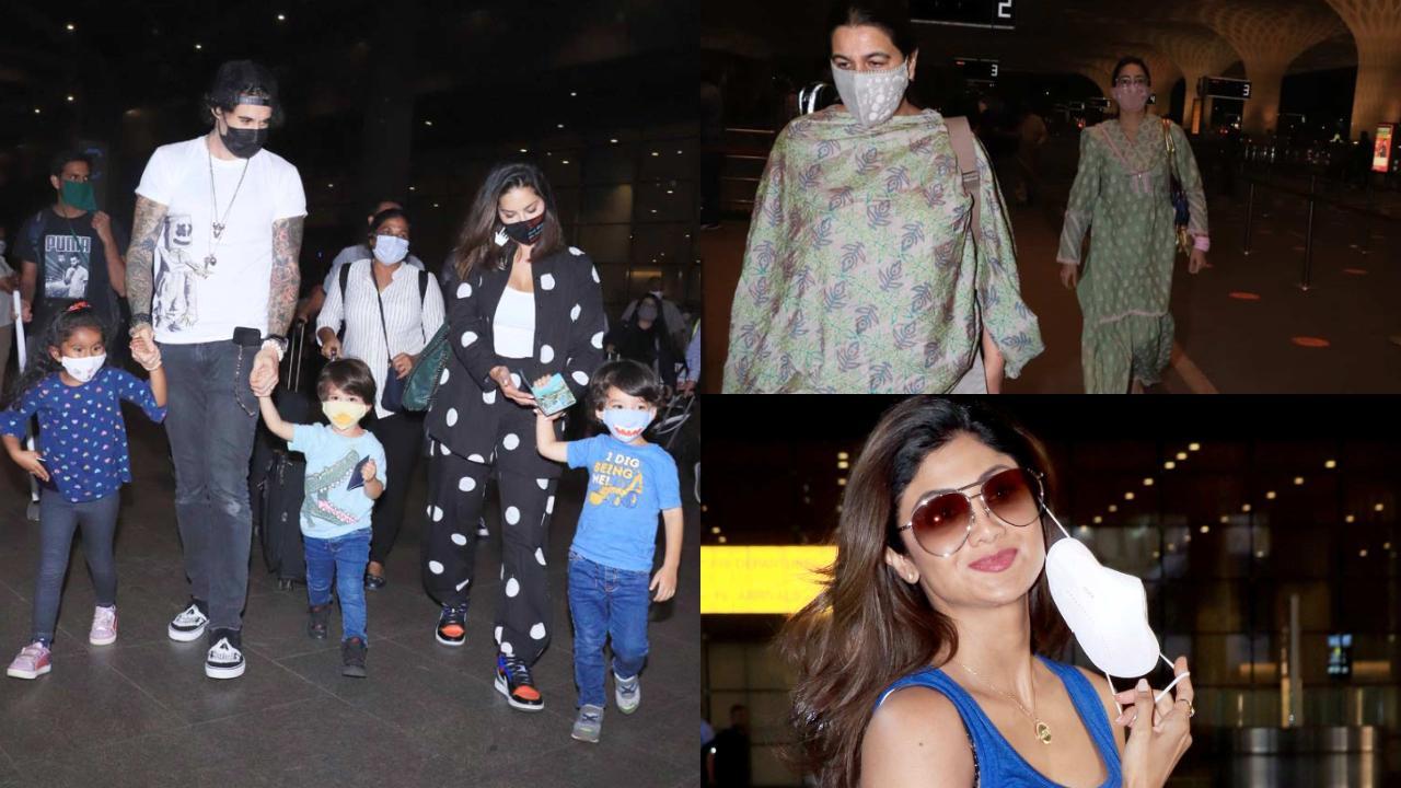 Airport Diaries: Sara Ali Khan with Amrita, Sunny with Daniel and kids clicked