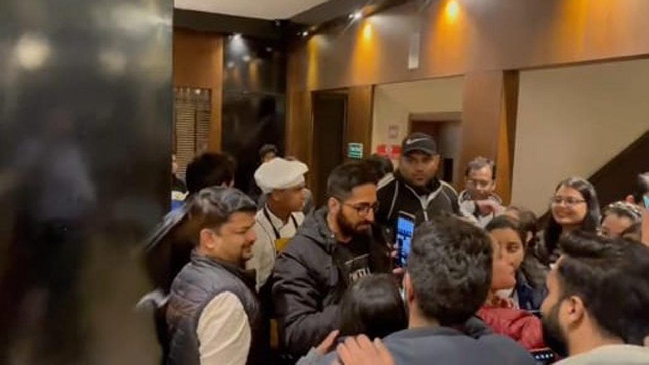 Shillong youth gate-crash Ayushmann Khurrana’s hotel, the star leaves his dinner to meet them!