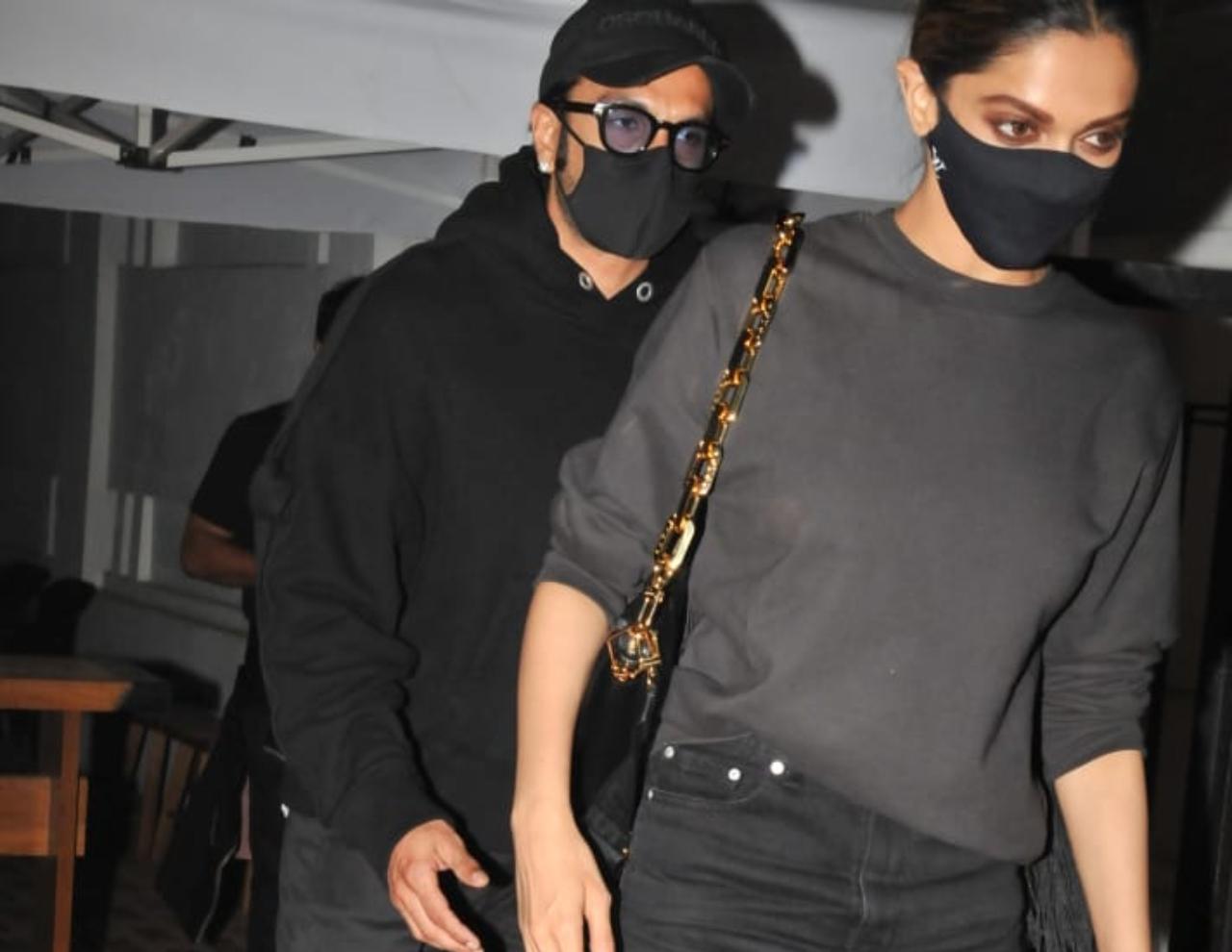 Deepika Padukone was snapped with her husband Ranveer Singh. On the work front, the couple will be seen together in Kabir Khan's '83, based on Indian cricket team's 1983 World Cup victory.