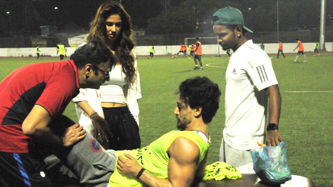 Disha Patani, Tiger Shroff, Arjun Kapoor, Ahan at a football match in Mumbai
