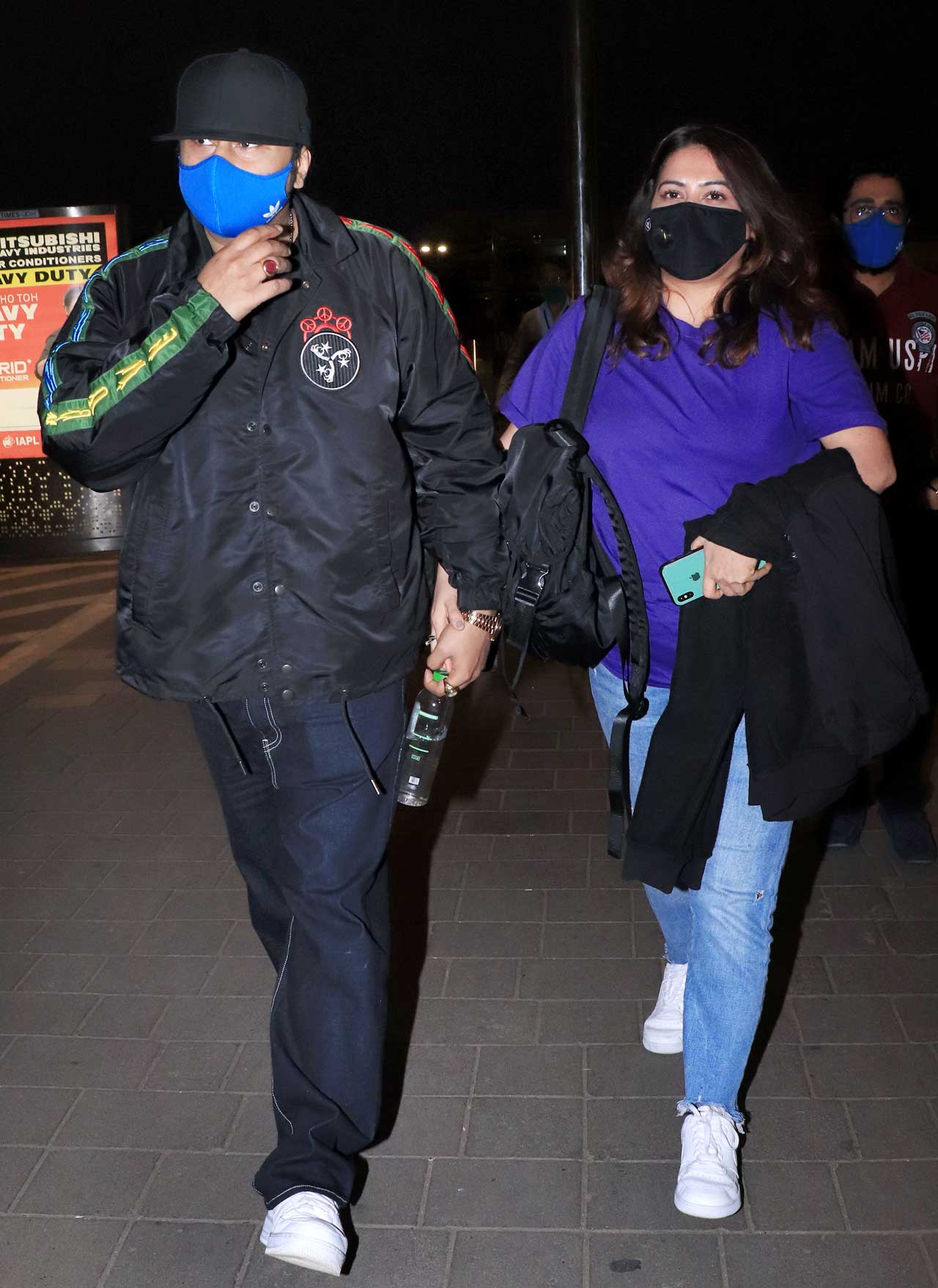 Honey Singh and wife Shalini Singh walked hand-in-hand when papped at the Mumbai airport. The duo, on the personal front, Honey and Shalini tied the knot in 2011.