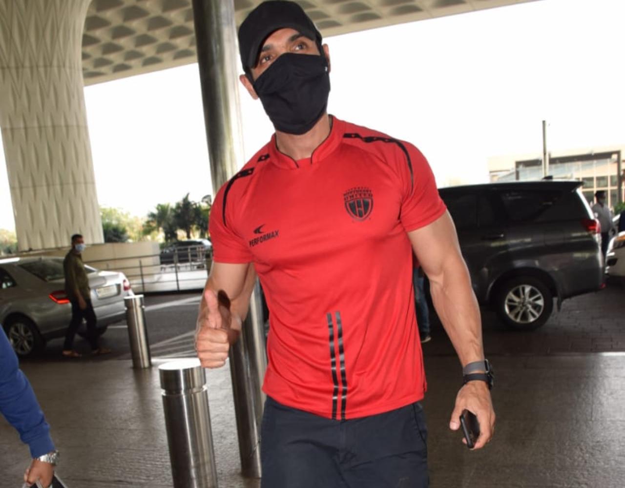 John Abraham, who will be next seen in Satyamev Jayate 2 was also clicked at the airport.