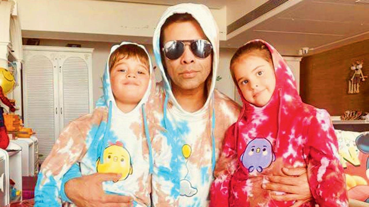 Let’s get matchy-matchy! Karan Johar dresses up his twins Yash and Roohi as mini-me